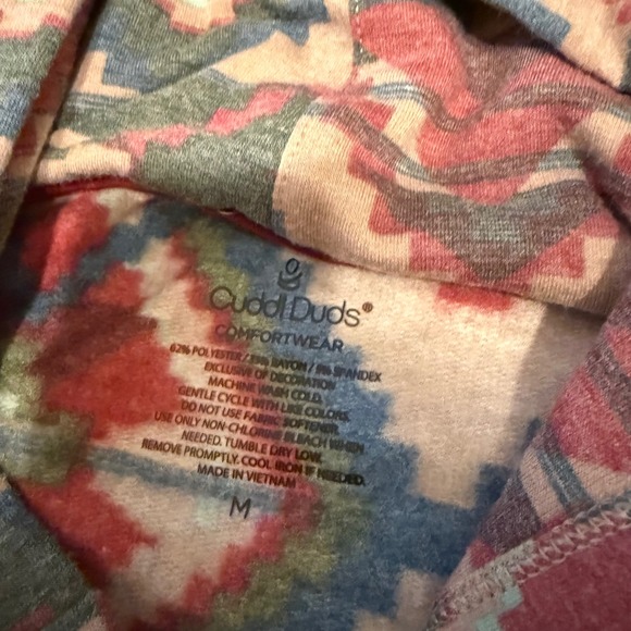 CUDDL DUDS COMFORTWEAR Women's Geometric Aztec Print Hooded Button Front Size M - Picture 3 of 7